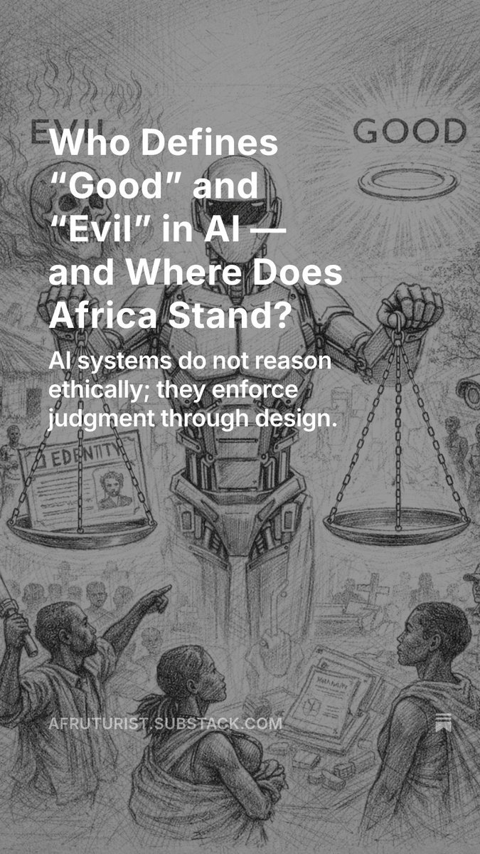 Afruturist's tweet image. Who Defines "Good" and "Evil" in AI, and Where Does Africa Stand?

open.substack.com/pub/afruturist…

Enjoy the read.