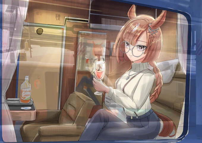 #私はこういう絵を描いています 旅×ウマ娘です 電車やらに乗せたりしております