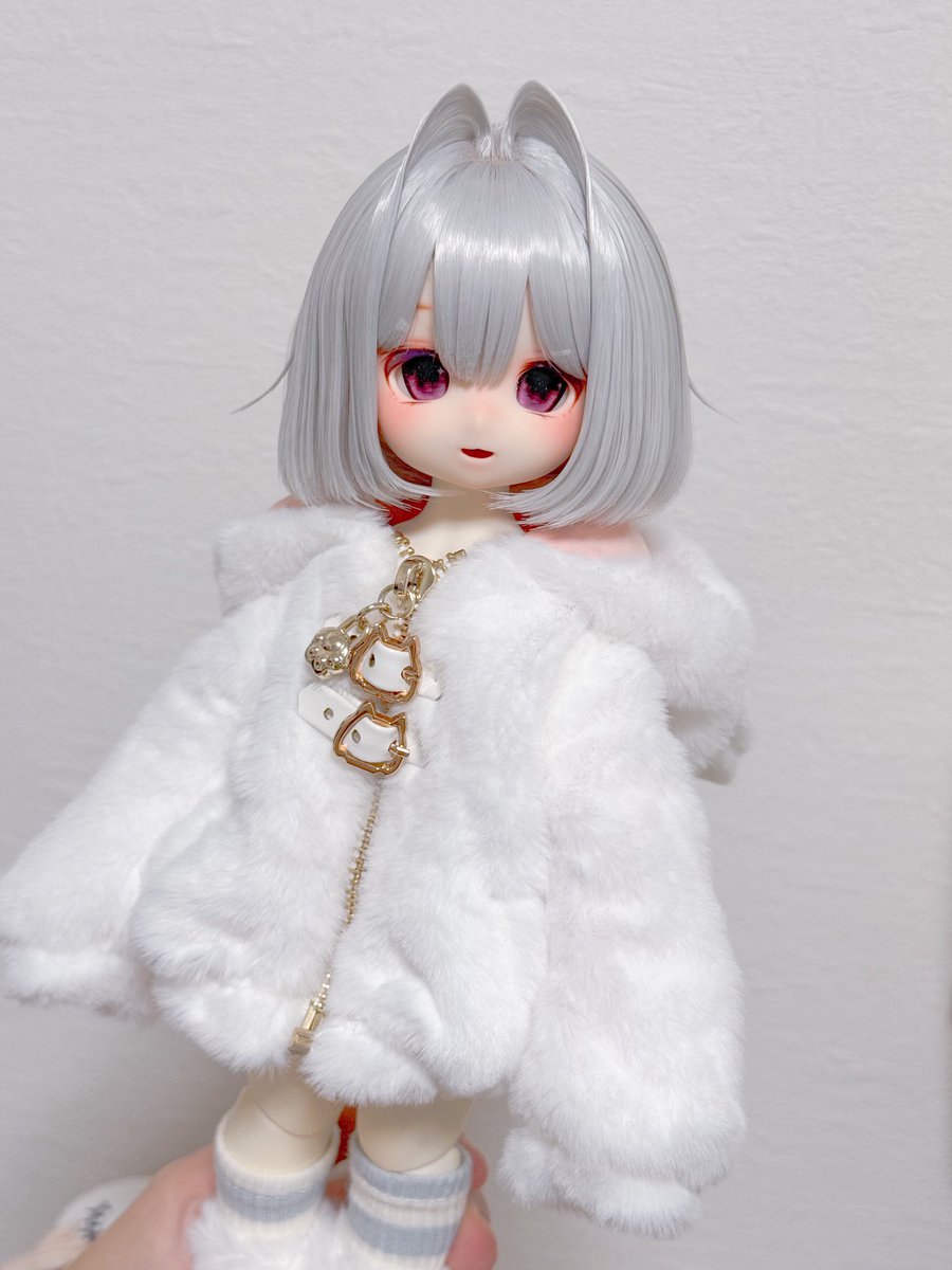 あたらしいウィッグ！あざらしちゃんみたいになった🥳
思ってたよりグレーみがつよくてピンクのアイと合わないね…買い直しかな…
