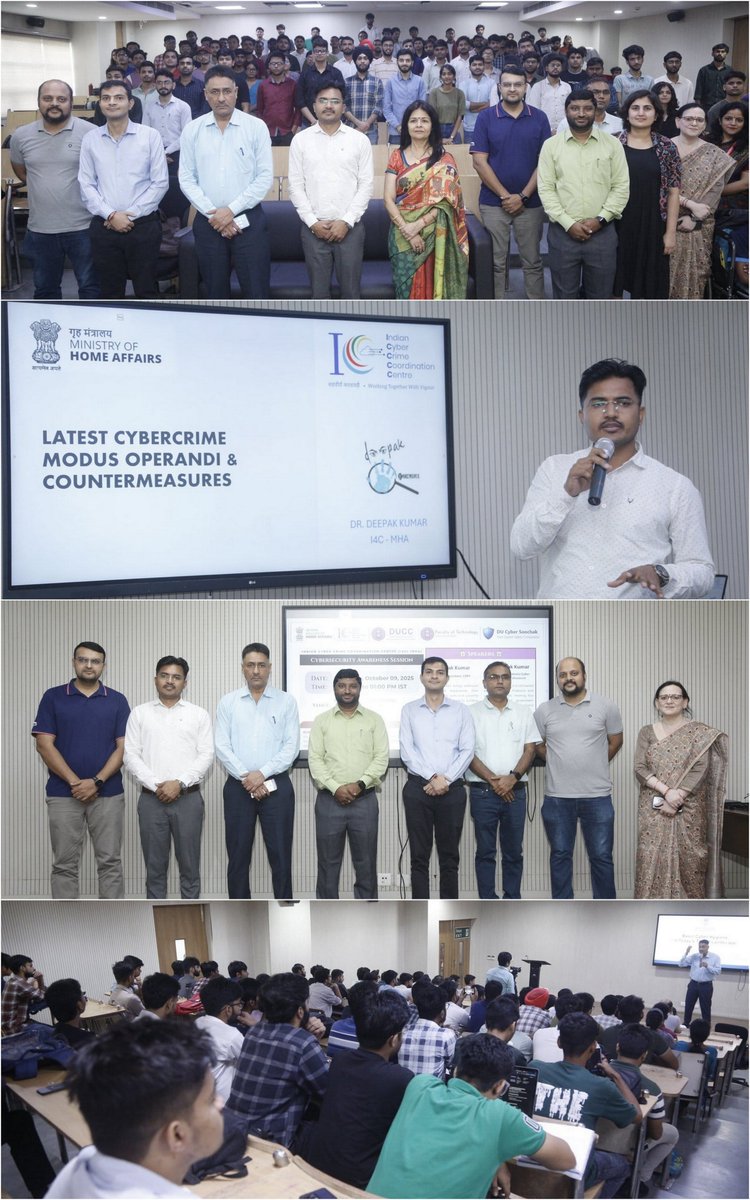Cyber Security Awareness Session | University of Delhi 🔐
Delivered Cyber Security Awareness Session at University of Delhi. 

Emerging cyber threats and digital crime trends
Live demonstrations and case-based insights
National cyber security initiatives
An interactive Q&amp;A
