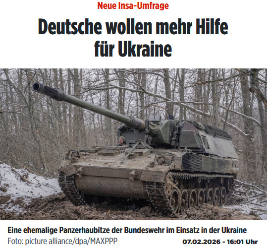 52% wollen mehr Ukrainehilfe, also mehr Steuern zahlen, weniger Rente bekommen, kaputtere Infrastruktur, schlechtere Bildung, weniger Gesundheitsvorsorge und höhere Inflation. 54% haben Angst vor einem Angriff Russlands. Ich kann die alle nicht ernstnehmen:bild.de/politik/inland…