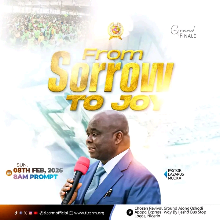 GRAND FINALE || FROM SORROW TO JOY || FEBRUARY 

2026 Worshippers arrived with joy! Welcome to Goshen! Sorrows turn to joy! Tune in LIVE @tlccrmofficial 

#Chosen #tlccrmofficial #FromSorrowtoJoy2026 #PstLazarusMuoka"