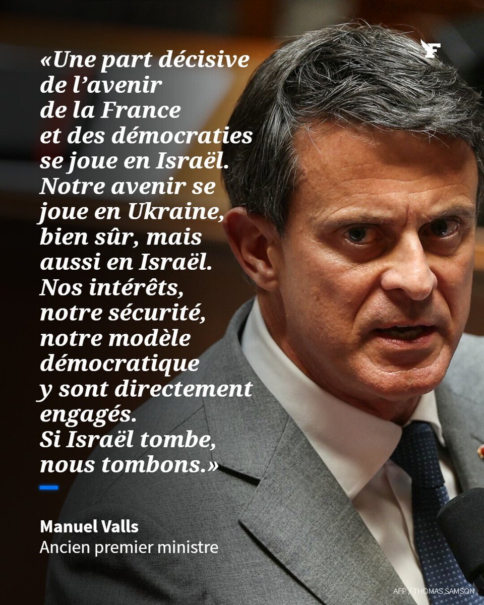 Pour l’ancien premier ministre, notre sécurité et notre modèle démocratique sont directement engagés en Israël. →l.lefigaro.fr/QONl