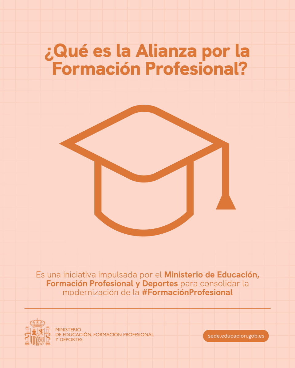 🤝✨ ¿Qué es la Alianza por la Formación Profesional? Una iniciativa del Ministerio de Educación, FP y Deportes que une centros, empresas y agentes sociales para modernizar la #FP. Impulsa una FP eficaz y excelente, con innovación, digitalización y sostenibilidad. #FP
