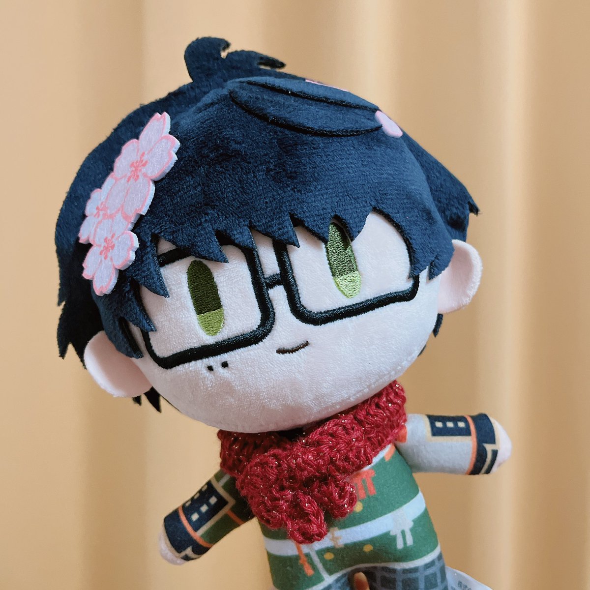 10cmぬいに作ってるリボンマフラーがおさんぽちゃんにもぴったりだった〜☺️🎀✨