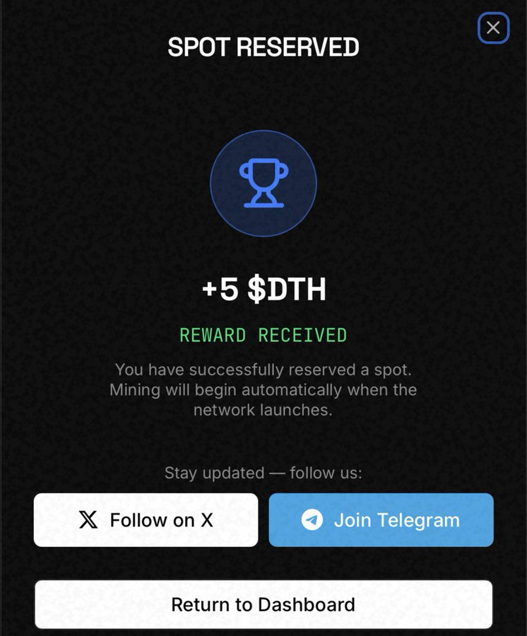 gm frens !!

$0 airdrop, early prioritization if you register now 🔱

30 secs to register: portal.deltahash.ai/?ref=DTH-077FD…

~ login with x
~ register your device and get bonus 5 $DTH
~ wait for $DTH mining, starts in 7 days
~ done ✅