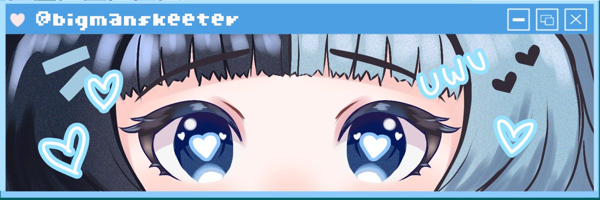 bigmanskeeter's tweet photo. Eye banner art raffle! 💙✨️
I need one more example before I can put a listing up, so might as well run a raffle
● ❤️+🔁(no qrt)+follow+drop your refs in the replies
● No participants under 18
● 1 winner only

● Raffle ends February 18, 2026 (12AM EST)
GL all! #artmoots https://t.co/F4GTT51jeD