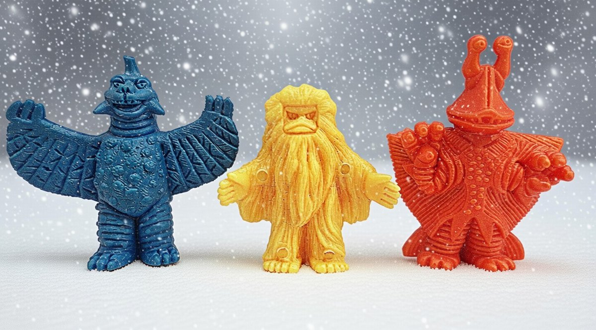 日本列島雪景色 ぺギラ ウー ガンダー 怪獣消しゴム #ウルトラマン