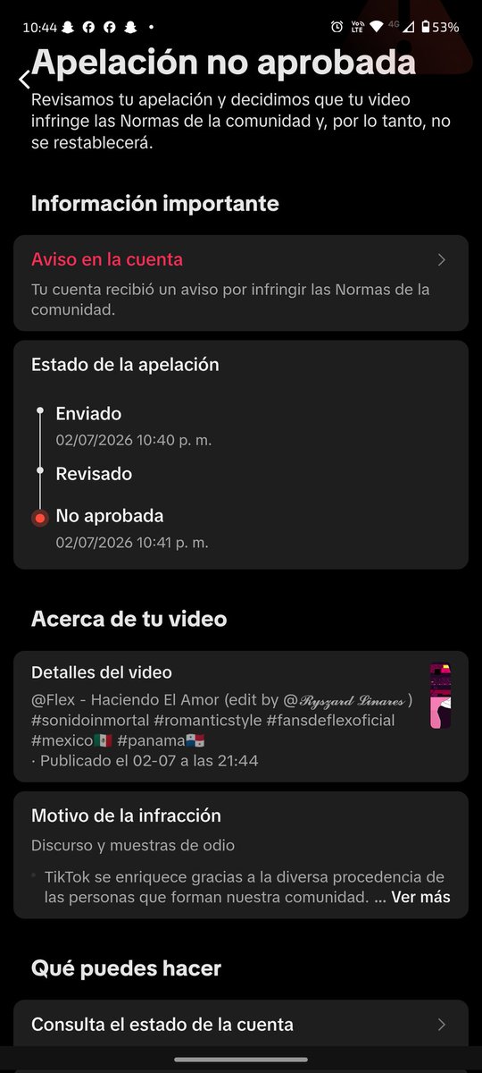 RickyFanflex's tweet image. Que onda @TikTokLatAM porque eliminas mi video si no habla de odio ni nada, es una canción y estoy usando un audio que viene en la plataforma 
Pero si dejas subir a influncers que suban contenido para adultos