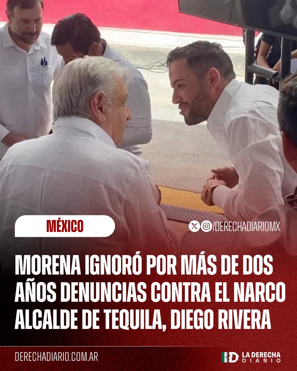 🚨🇲🇽 | MORENA PROTEGE AL NARCO: El narcopartido ignoró por más de dos años las denuncias ciudadanas hechas contra el alcalde de Tequila y financiador del CJNG, Diego Rivera Navarro, hasta que finalmente tuvo que ser detenido porque Sheinbaum ya no pudo defenderlo más.