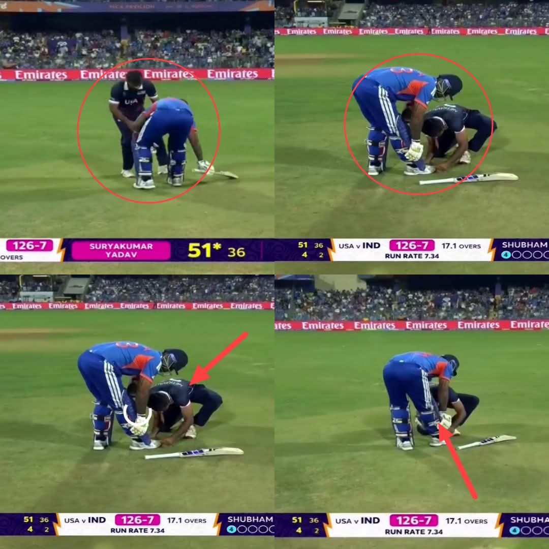 कुछ पल होते है जो दिल छूं लेते हैं❤️ 

आज जैसे ही सूर्य कुमार यादव का मुश्किल परिस्थितियों में लडते-पडते 17वें ओवर के बाद अर्धशतक आया मगर अर्धशतक से पहले वाली गेंद पर रन भागते वक्त जूते का फीता खुल गया, 

वही नान-स्ट्राइक से थोड़ी दूर खड़े विपक्षी टीम( USA) के खिलाड़ी को बुलाया