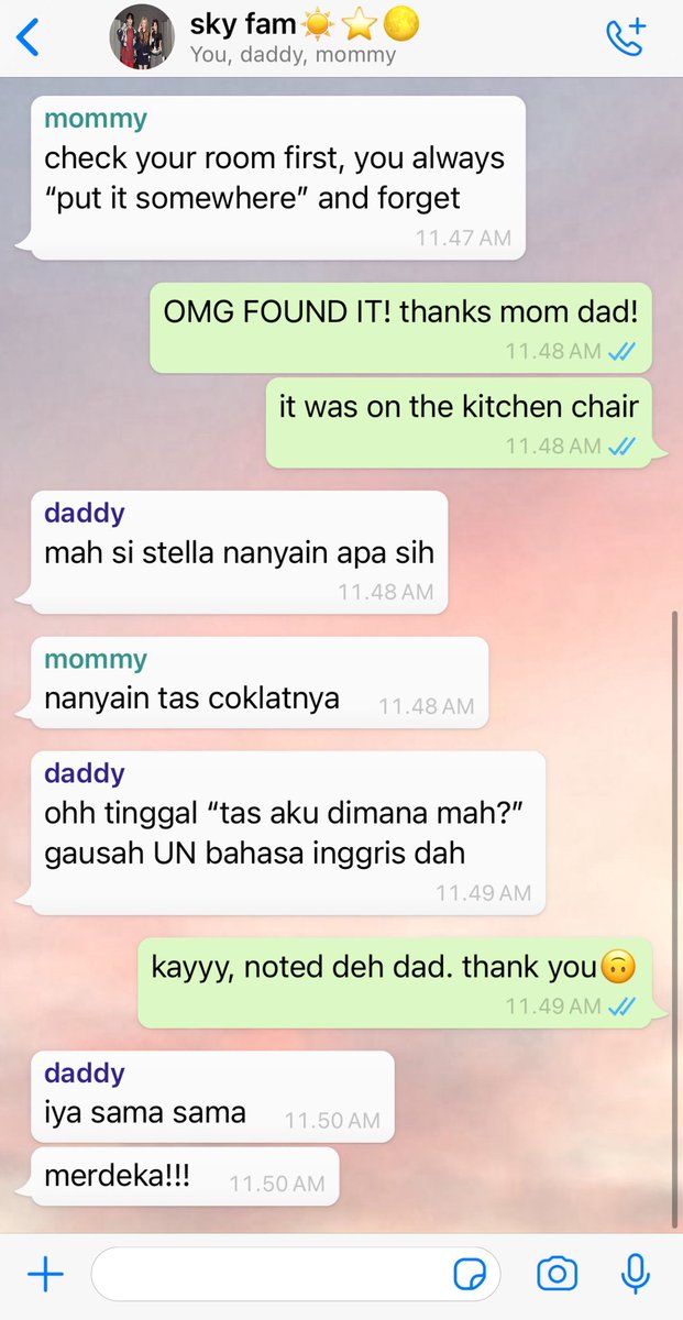 #haeselle di rumah ini ada 2 orang ngomong english, 1 orang ngomong “atuh naon sih”