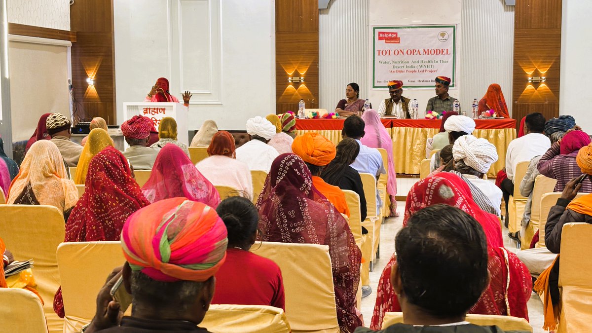 GravisIndia's tweet photo. As a part of its 'Water Nutrition And Health In Thar Desert India' project supported by @HelpAge , GRAVIS   conducted a 'Training Of Trainers'.  Topics on indigenous wisdom of older people in farming, reducing chemical use, and promoting nutrition for the elderly were covered. https://t.co/LQk4QDBjpX