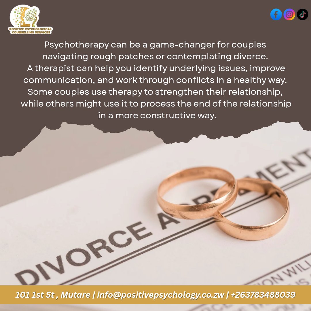 Psychotherapy can really help couples work through issues and strengthen their relationship, or process a breakup more healthily.
#RelationshipGoals #MentalHealthMatters #CouplesTherapy #DivorceSupport