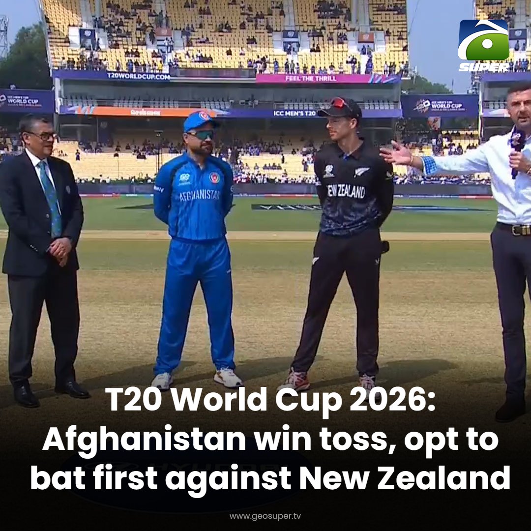 geosupertv's tweet image. Afghanistan bat first in campaign opener! 🏏

Can they post defendable total against disciplined New Zealand? 🤔

Read More: geosuper.tv/latest/53167-t…

#T20WorldCup #AFGvNZ