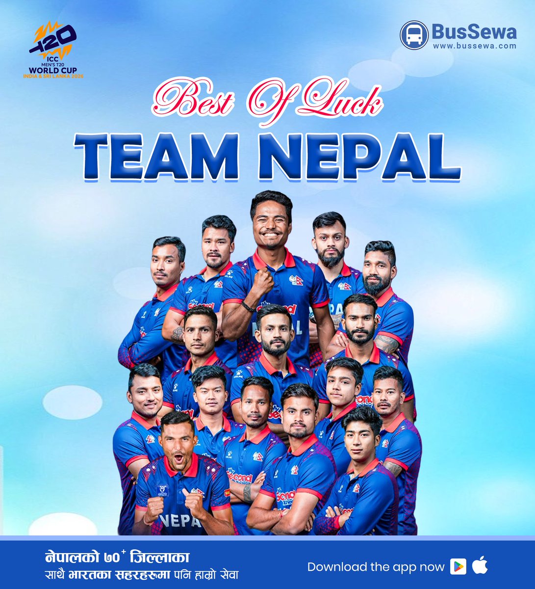 NepalBus's tweet photo. नेपालले आज कति रनले जित्ला त?
📷 Nepal vs England
Cricket World Cup 2026
Best Wishes to Team Nepal
BusSewa: Trusted Ticketing Platform
#BusSewa #iccworldcup2026 #TeamNepal #wecan #cricket https://t.co/75fqEcU3bz