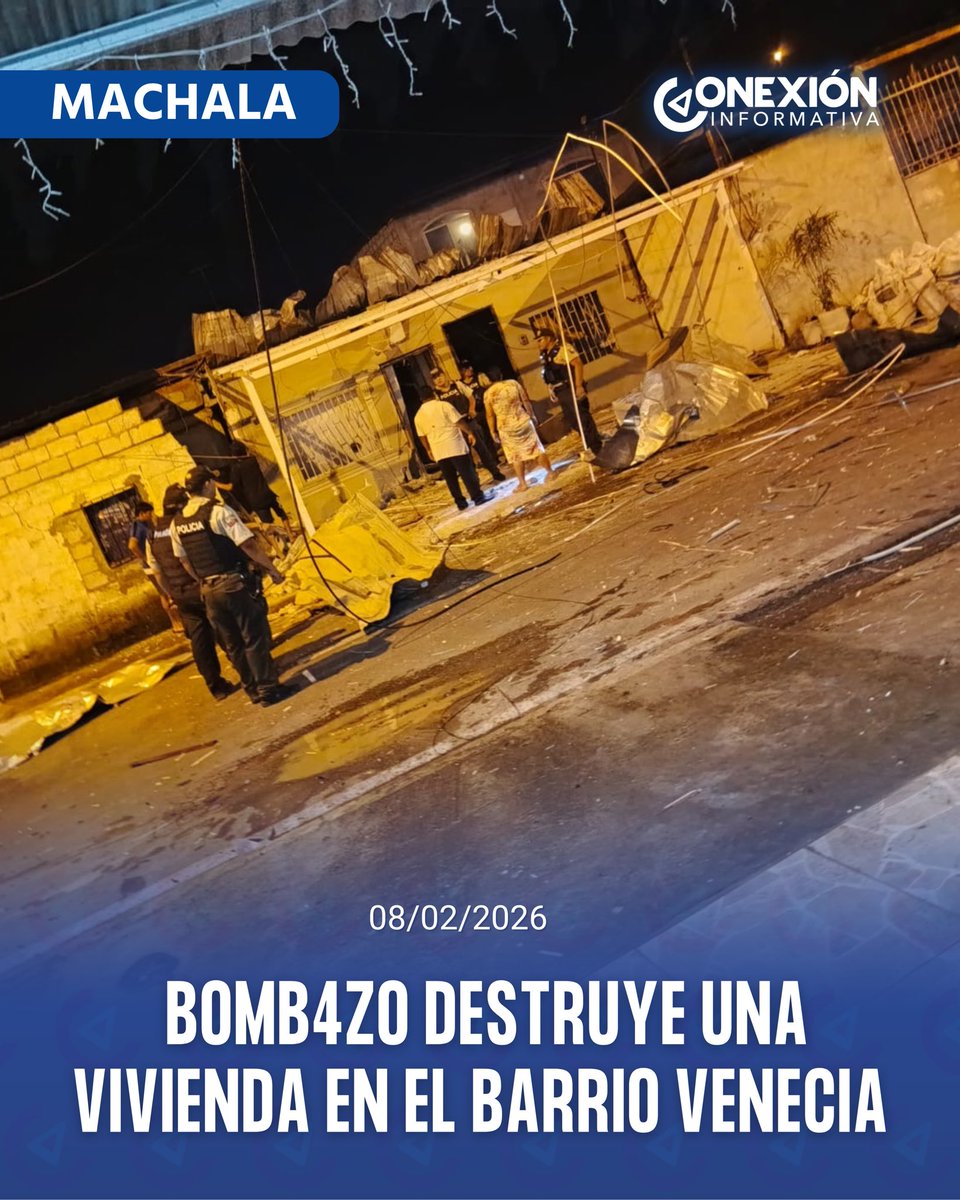 ConexionECU's tweet photo. #Machala | Atentado con explosivos destruye una vivienda. La explosión ocurrió cerca de las 23:10 del sábado 7 de febrero en el barrio Venecia, ubicado al oeste de Machala. Una persona resultó herida. 💻 https://t.co/PmPElKmbxT https://t.co/iUmhi7tmkL