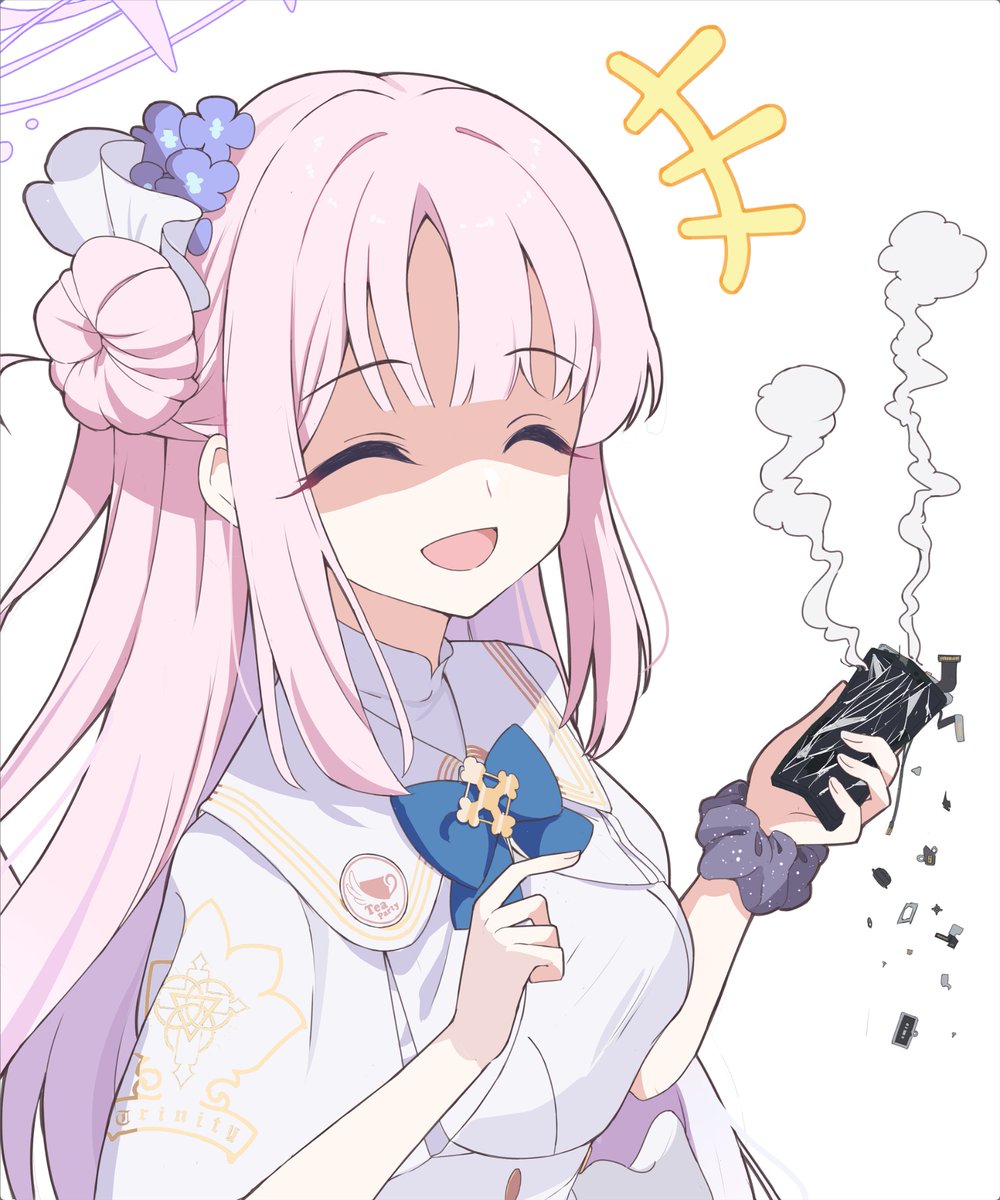 #聖園ミカ #ブルアカ 
ふーん？悪いのはこのスマホなんだね？☆こんなものがあるからカノエちゃんに乗っ取られちゃうんだもんね？☆ ﾄﾞｶﾞﾊﾞｷﾞｨｸﾞｼｬｧ