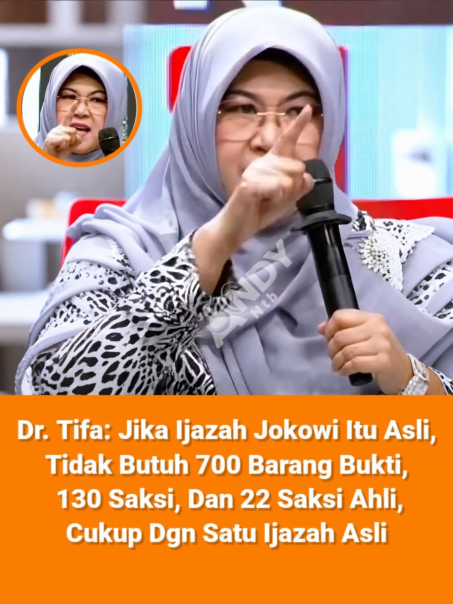 ArdieSuhardi321's tweet image. CUKUP DENGAN SATU IJAZAH ASLI...

DR. TIFA, JIKA IJAZAH JOKOWI ITU ASLI TIDAK BUTUH 700 BARANG BUKTI, 130 SAKSI DAN 22 AHLI, CUKUP DENGAN SATU IJAZAH ASLI SAJA...‼️

#MBGMauBarenganGarong
#MBGMauBarenganGarong
🆘🆗