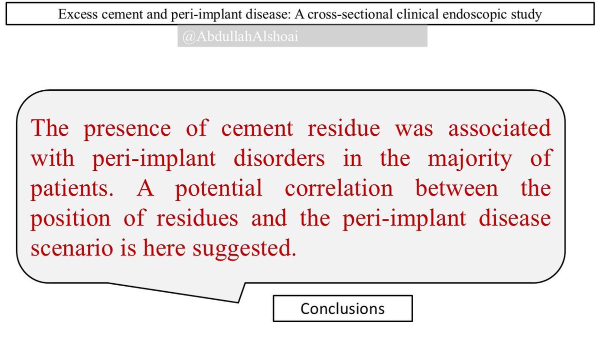 AbdullahAlshoai's tweet photo. #Dental_updates 

Excess cement and peri-implant disease: A cross-sectional clinical endoscopic study

J Periodontol. 2025;96:965–973. https://t.co/jji0wCGZ3W
