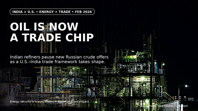 India just reminded the world that oil isn’t just an energy input.

It’s a negotiating chip.

Reuters reports Indian refiners are avoiding new Russian crude deals for March–April loadings as a U.S.–India trade framework aims to be wrapped by March. The twist is it’s not a clean
