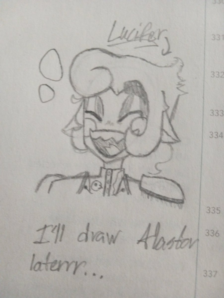 MimiitheYoutube's tweet image. [Doodle] Lalalaaaa,.doodled these in a book that's supposed to be shared with each class, most recent is Luciferrrrrr!!! I'll do Alastor whenever we use it again :p

#HazbinhotelVox #HazbinhotelLucifer