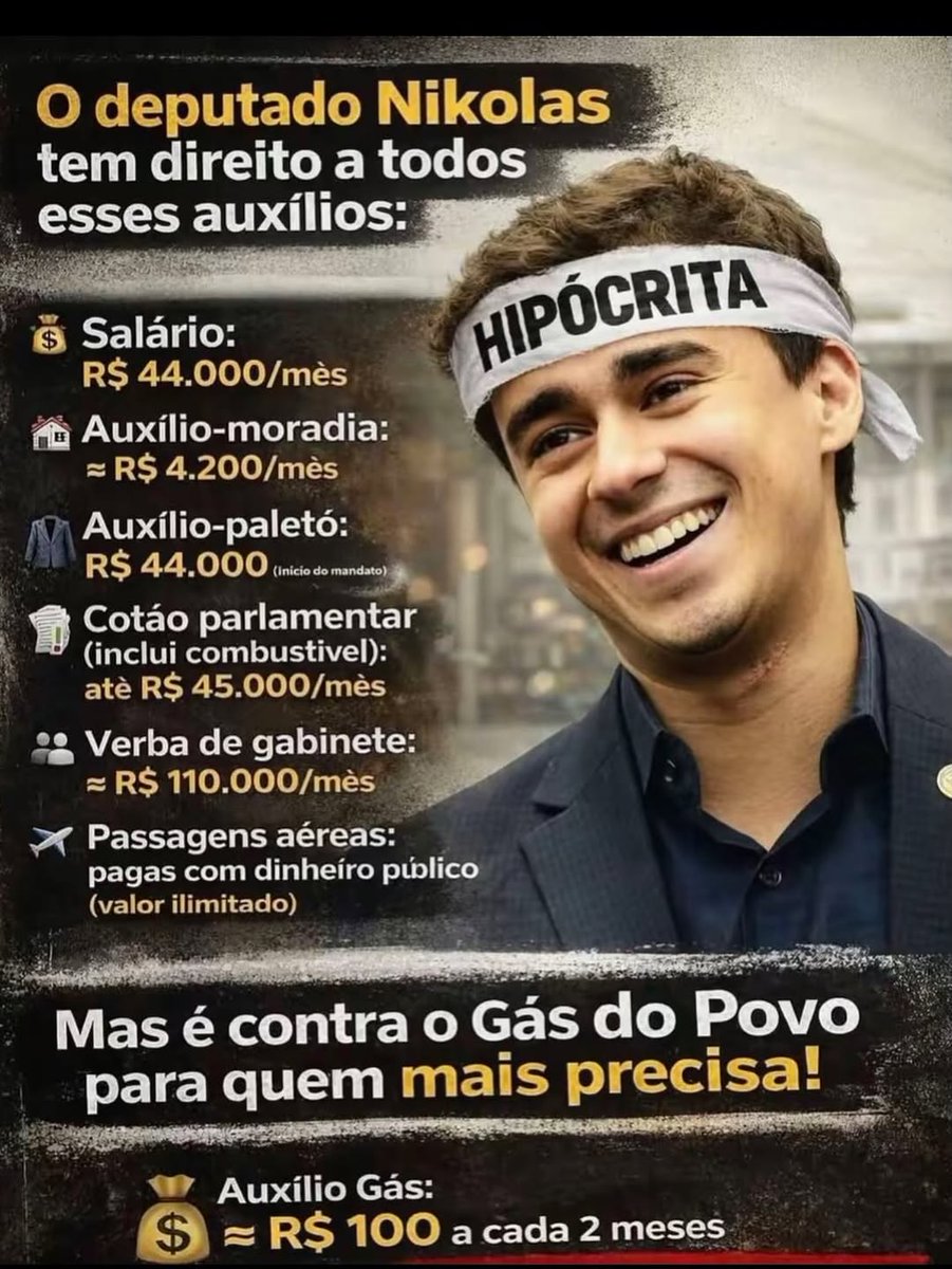Ele não quis aprovar o Gás ⛽️ para as famílias mais carentes, então vamos divulgar quanto ele ganha com todos os penduricalhos,agora procure saber quantos projetos esse deputado aprovou em 4 anos de mandato  que trouxe  benefícios a população brasileira?