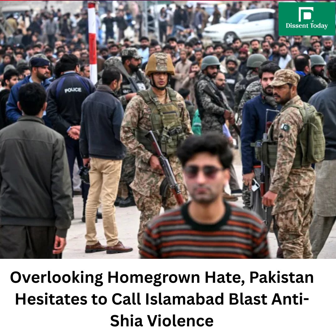 DissentToday's tweet photo. New: Hours before a blast killed 31 Shias in #Islamabad, the ASWJ – an anti-Shia extremist group – held a rally nearby with open hate speech. #Pakistan’s official response to the tragedy ignores the longstanding problem of anti-Shia violence.

Read: https://t.co/3BcLUXkZAt https://t.co/HICRptLzts
