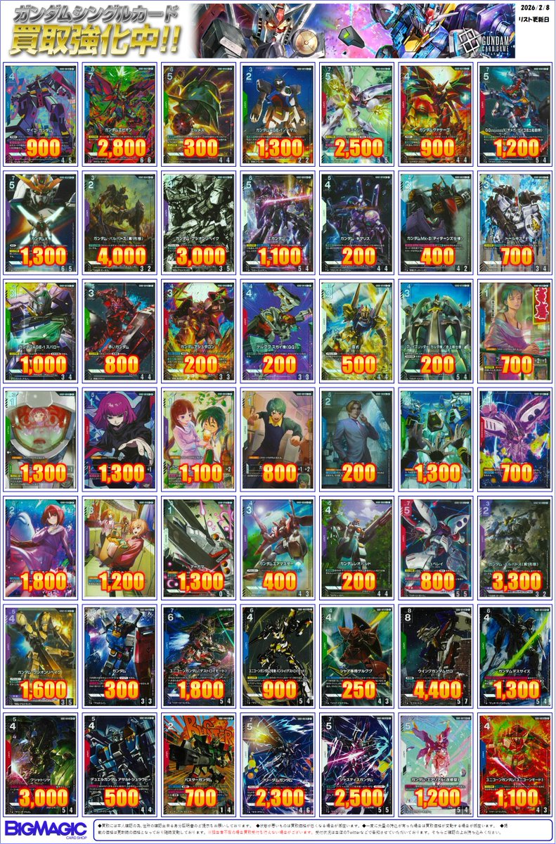 ガンダムカードゲーム】 旧弾やプロモの買取表を更新いたしました