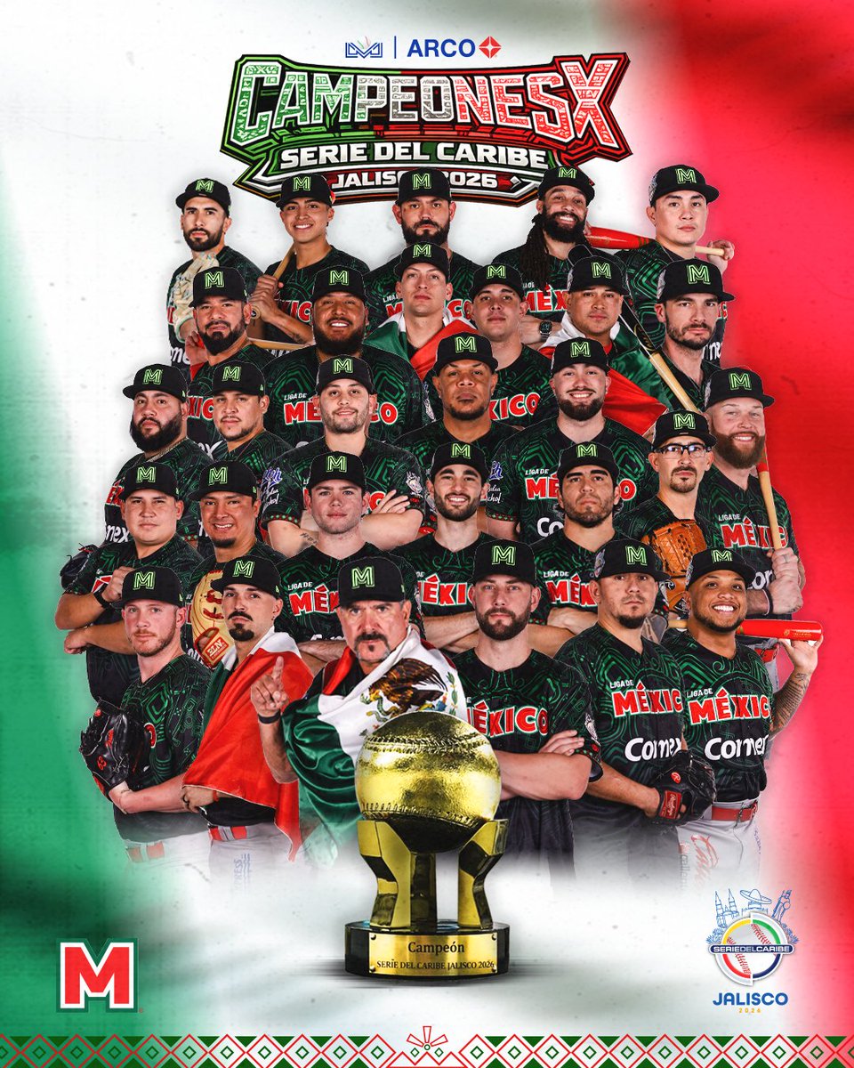 ¡LLEGÓ LA DÉCIMAAAAAAAA! ⭐️⭐️⭐️⭐️⭐️⭐️⭐️⭐️⭐️⭐️

¡MÉXICO ROJO ES EL CAMPEÓN DE LA SERIE DEL CARIBE 2026! 🔴🇲🇽

Felicidades a <a href="/charrosbeisbol/">Charros de Jalisco🤠</a> y a todo Jalisco, el título se quedará en casa. 🏆

#LigaARCO ⚾️
#SDC26🇲🇽