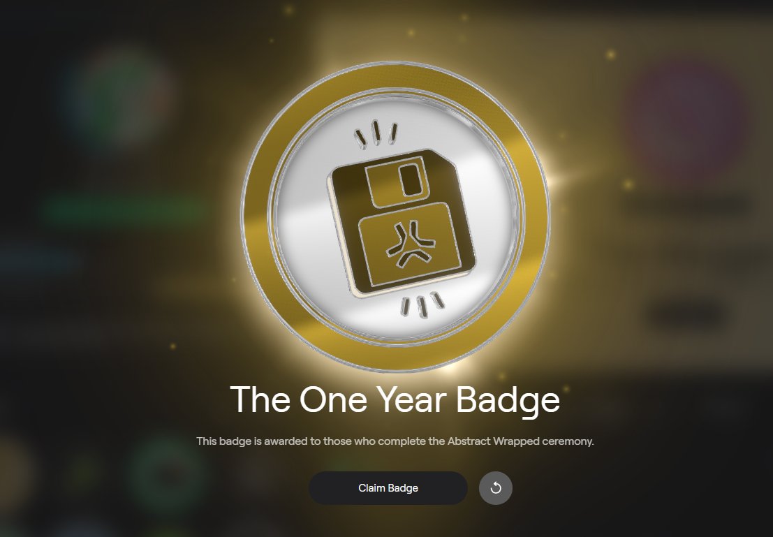 📣Claim <a href="/AbstractChain/">Abstract</a>  New  SBT 
 
🎖 The One Year Badge
💯 Free

👇Check your journey and claim it now.
🔗 Go here: wrapped.abs.xyz
✅ Check your 1-year Abstract (ABS) history
✅ Complete the process
🎉 Badge unlocked

👇Now go and Claim Badge
🔗AGW: