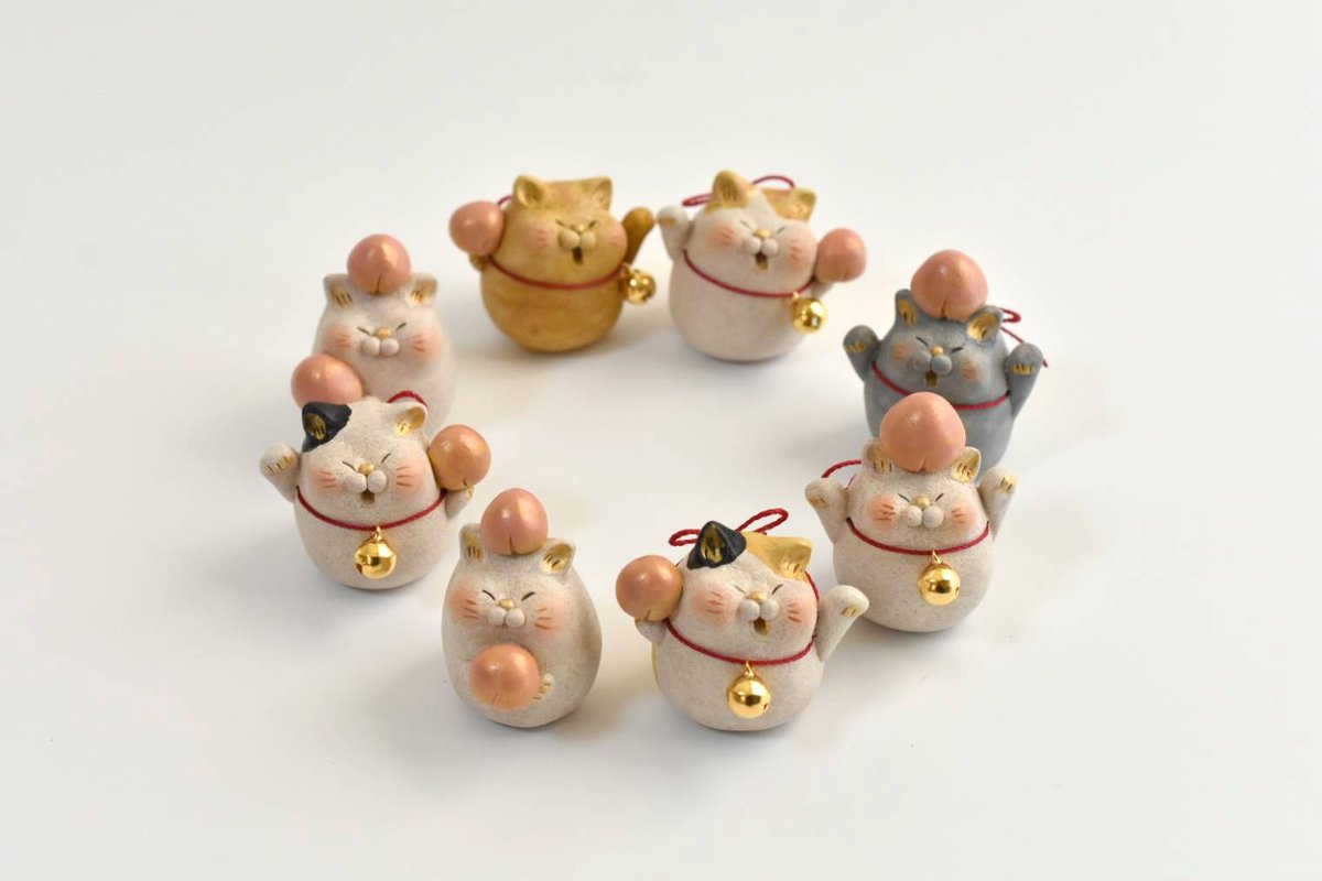 🍑招き猫で 福こいこい！ 笑顔こいこい！ 小さな幸せおいでおいで 一生