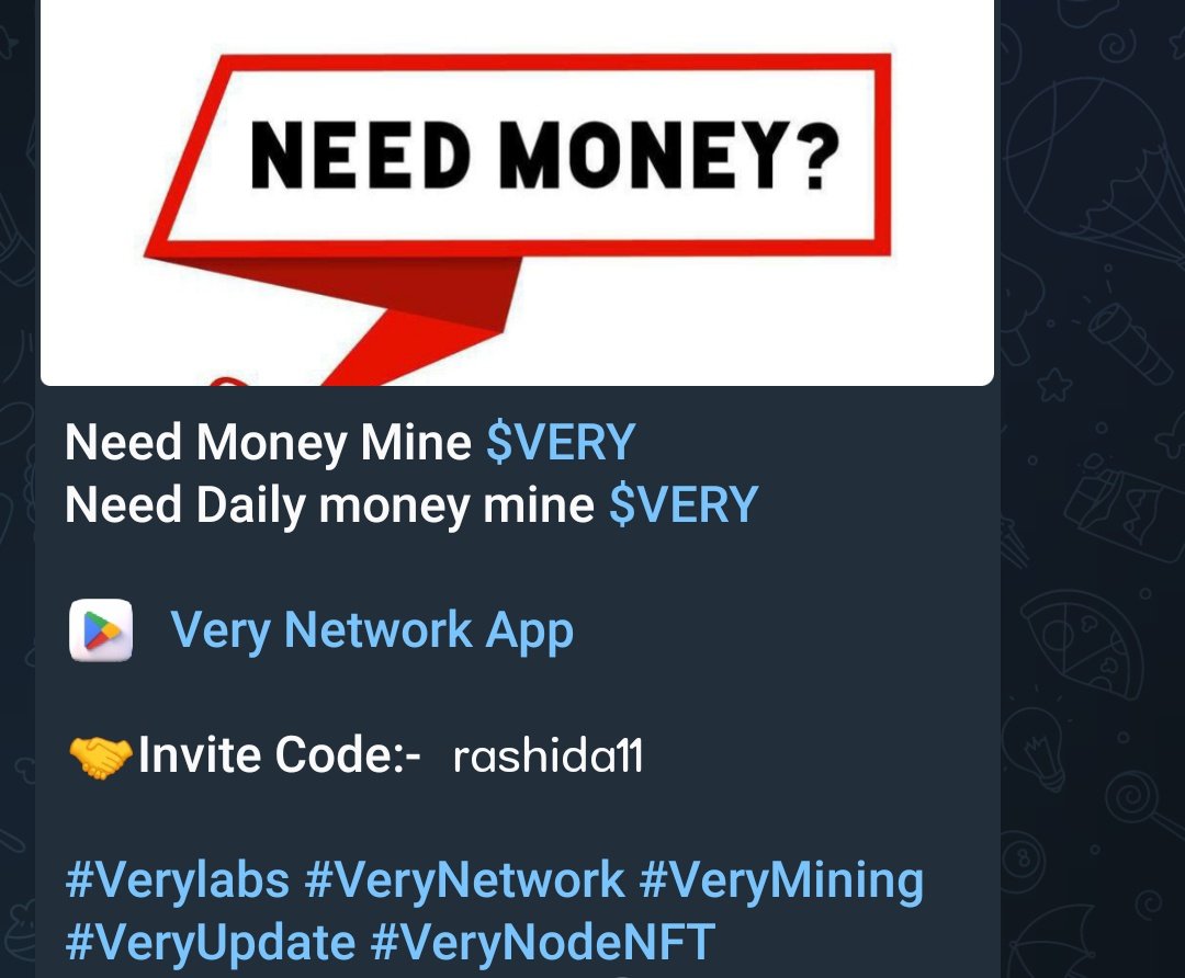 SGT_Official_'s tweet photo. Need Money Mine $VERY
Need Daily money mine $VERY

🕹  Very Network App
https://t.co/gs32P4UPQ4

🤝Invite Code:-  rashida11

#Verylabs #VeryNetwork #VeryMining #VeryUpdate #VeryNodeNFT #SDA #SidraChain #BeeListing #SDAListing #SDAupdate #Price #BTC #Crypto https://t.co/B6B6H00G3l