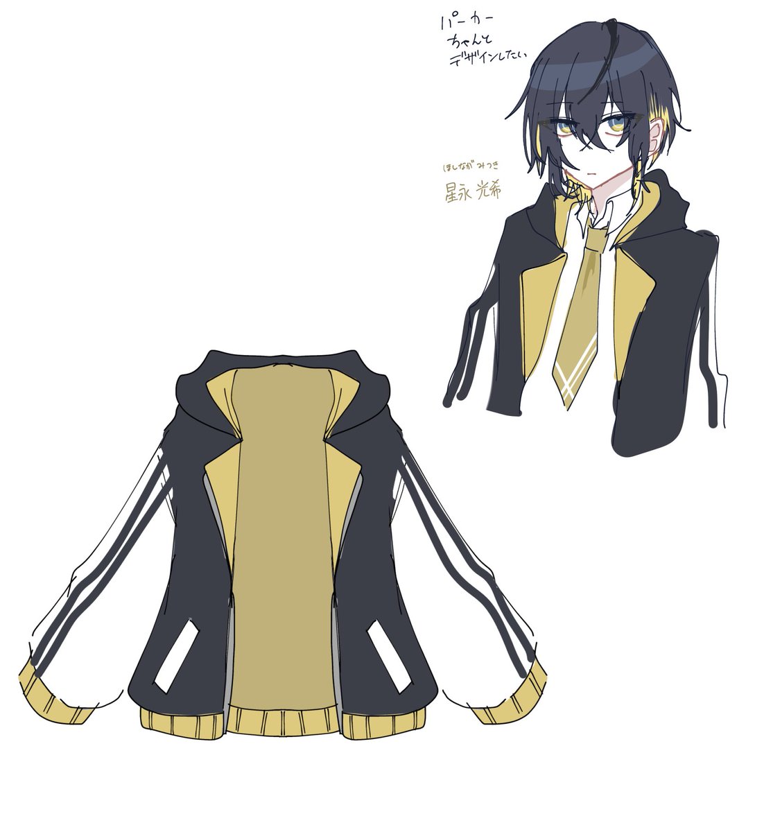 そういえば星永のパーカーこんな感じです
あとフードの紐がついてる