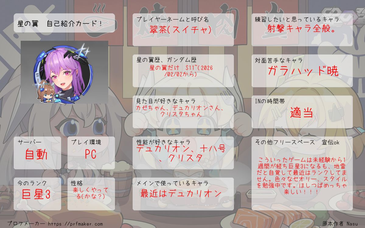 なんとなく始めてドはまりしてから無事1週間がたったので自己紹介