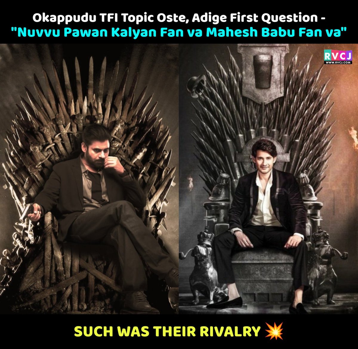 rvcj_telugu's tweet photo. The Biggest Rivalry Of TFI 🔥 
.
#PawanKalyan #MaheshBabu #UstaadBhagatSingh #Varanasi #RvcjTelugu https://t.co/EVDYpM9yBm