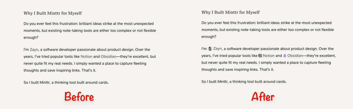 UI Design details:

Added icons to some sentences.