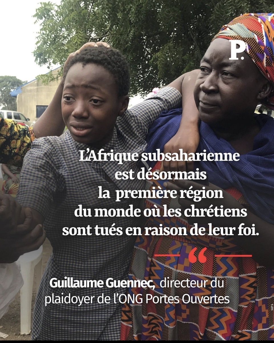 Le silence médiatique politique ... sur les souffrances subies par les chrétiens dans le monde et en particulier en Afrique est un abandon 
Ces persécutions sont tues 
Pourquoi ? 
🙏 <a href="/portesouvertes/">Portes Ouvertes France & Belgique</a> 
<a href="/AEDenFrance/">Aide à l'Église en Détresse - AED France</a>