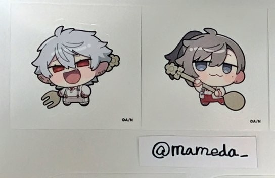 mameda_'s tweet photo. @_0to_31 こんにちは、検索より失礼します。お借りした画像の各1枚と当方画像のステッカー各1枚を交換していただけないでしょうか？郵送希望です。ご検討のほどよろしくお願いいたします。 https://t.co/eSANimK49E