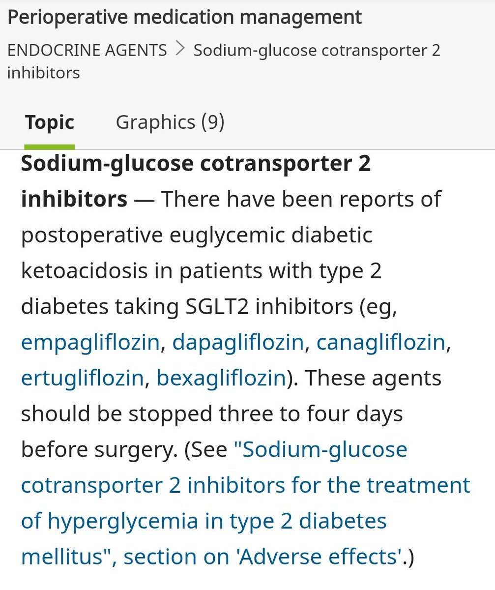 abdelwahabward's tweet photo. @simplify_drugs 💊🚫 SGLT2 inhibitors should be held 3–4 days before elective surgery to reduce the risk of perioperative DKA—especially euglycemic DKA.

📌 Ref (UpToDate). https://t.co/Fe4whub2qx