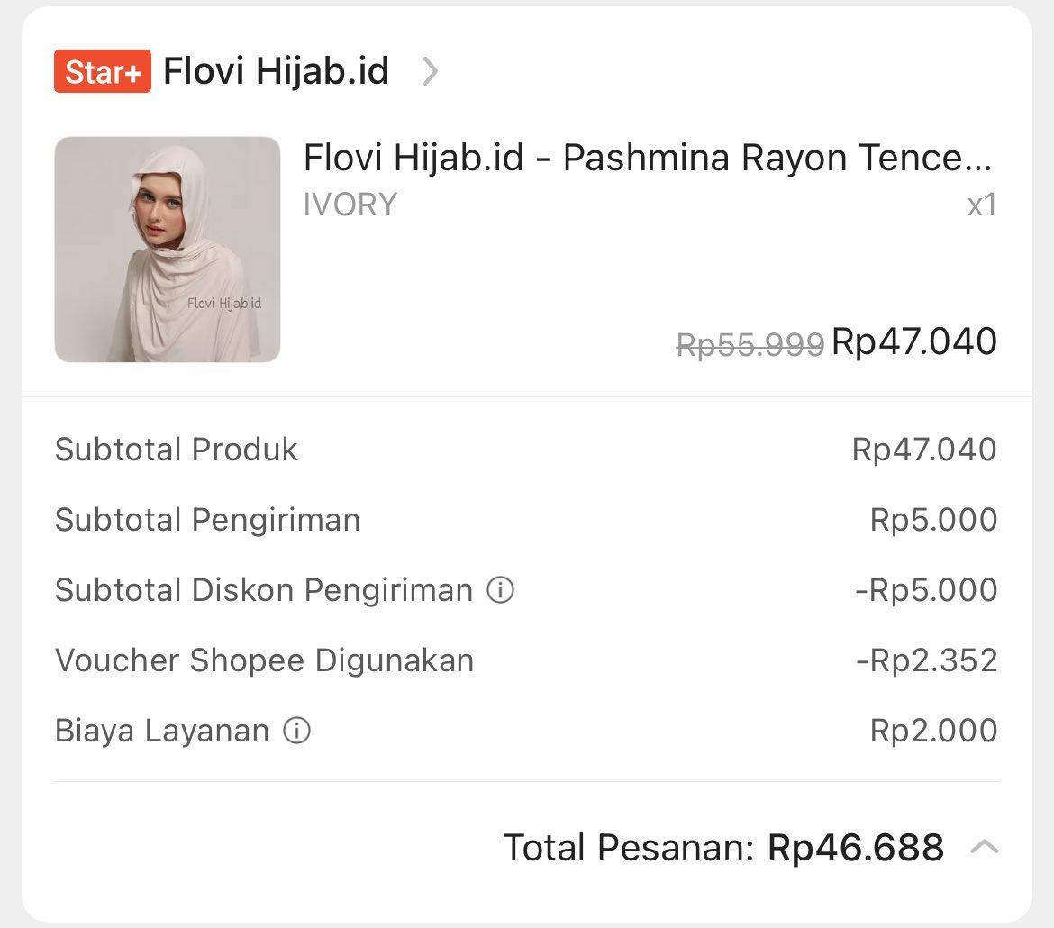 melarcholy's tweet photo. pashmina rayon tencel warna ivory ( flovi hijab id )

price: 35k

alasan: salah warna (belum pernah dipakai sama sekaliii) https://t.co/qx4eTcLwH1