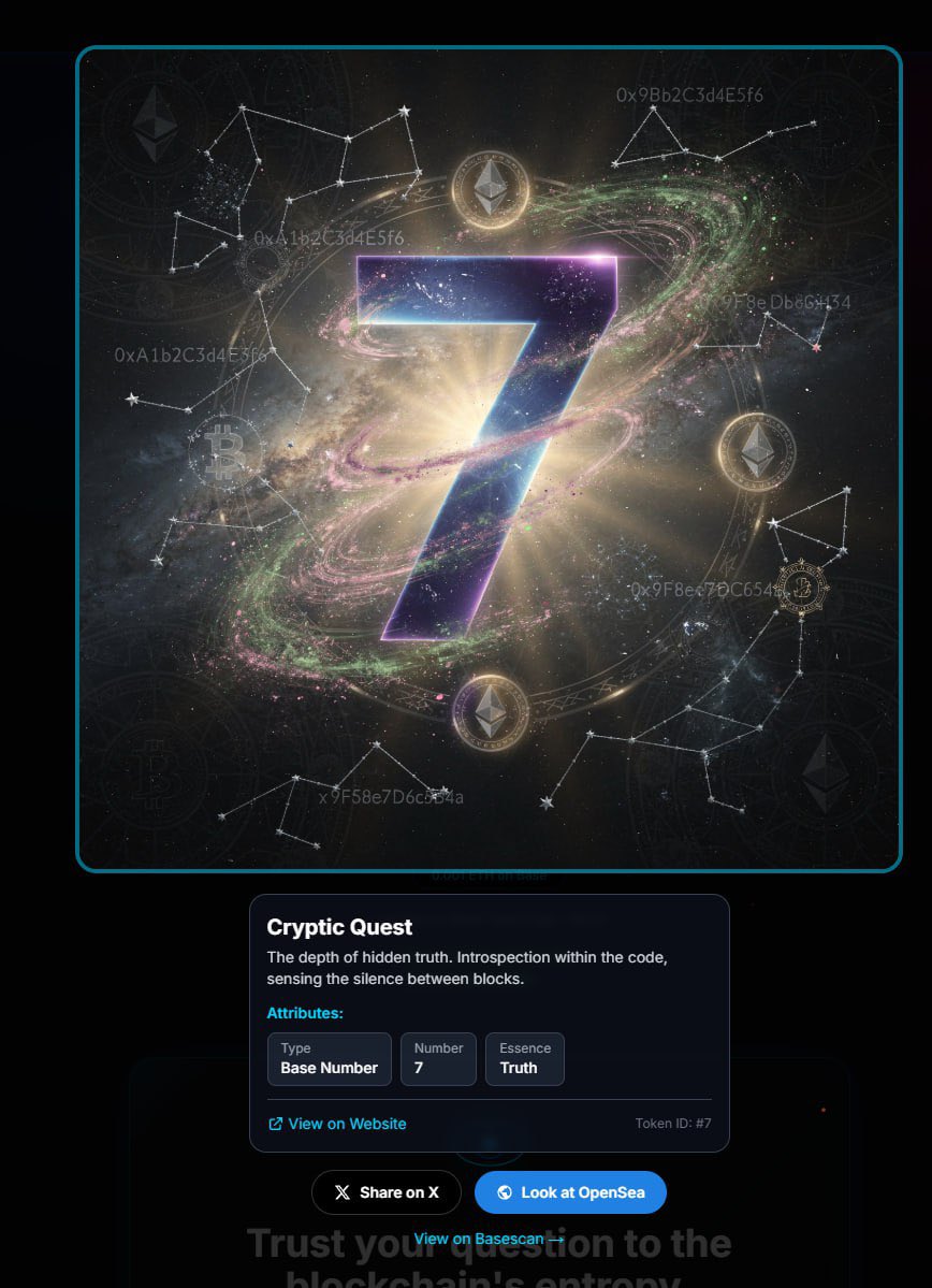 NeuralPulseA's tweet photo. 🎉 Just became the proud owner of the amazing NFT #7 on @base. 

Sacred sigil now
https://t.co/Y6YkfhgwIG
🔥 #sigilnft @ArtDreamdim https://t.co/EDf1ry6oSM