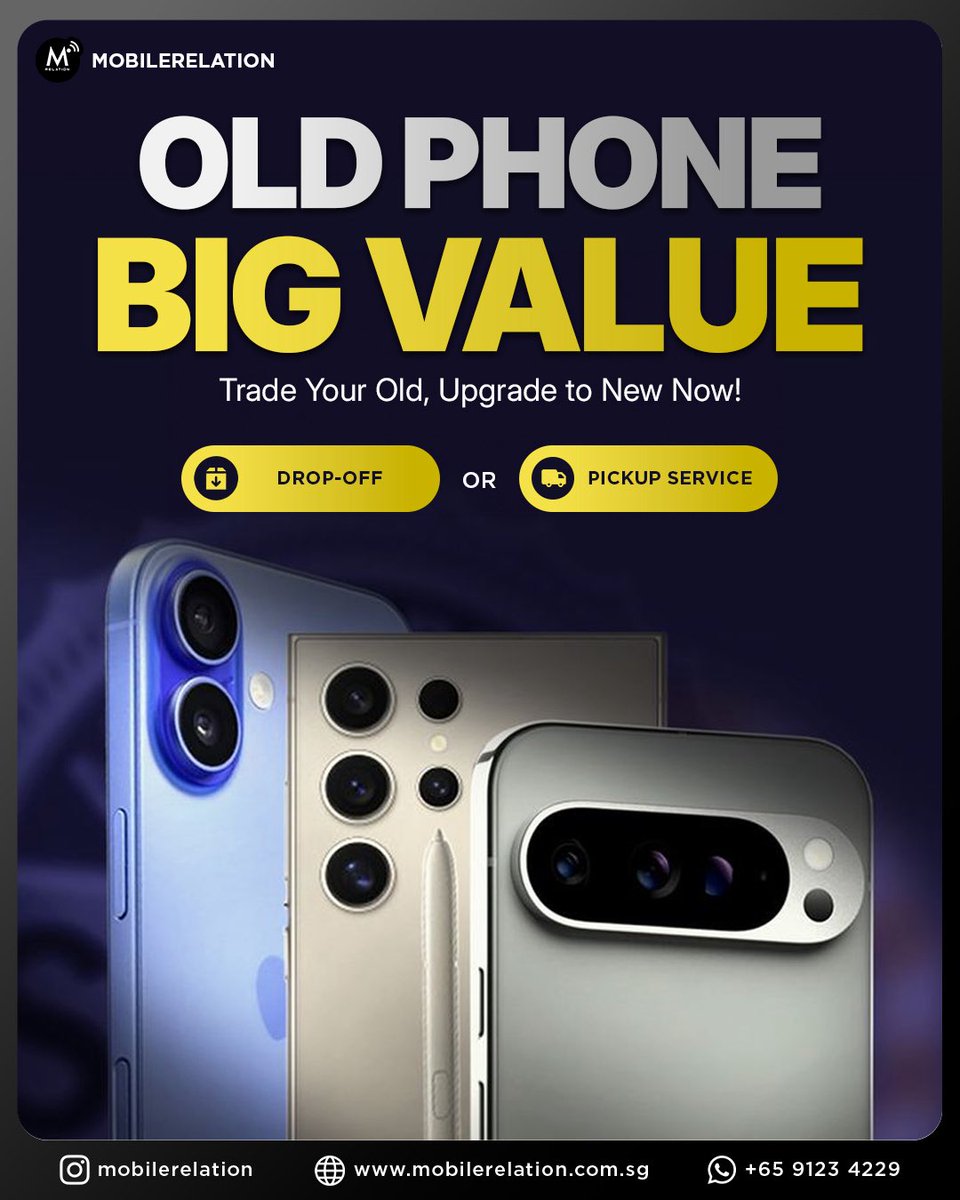 Stanley19439736's tweet image. 📱 Cash for Your Old Tech! 💸

Turn phones, iPads &amp;amp; MacBooks into instant money! Get a quote in seconds:

🔗 tradein.mobilerelation.com.sg

We collect from you or you can drop off at our stores. Easy! ✅

Questions? Chat: wa.me/91234229

#SellMyPhone #TechBuyback