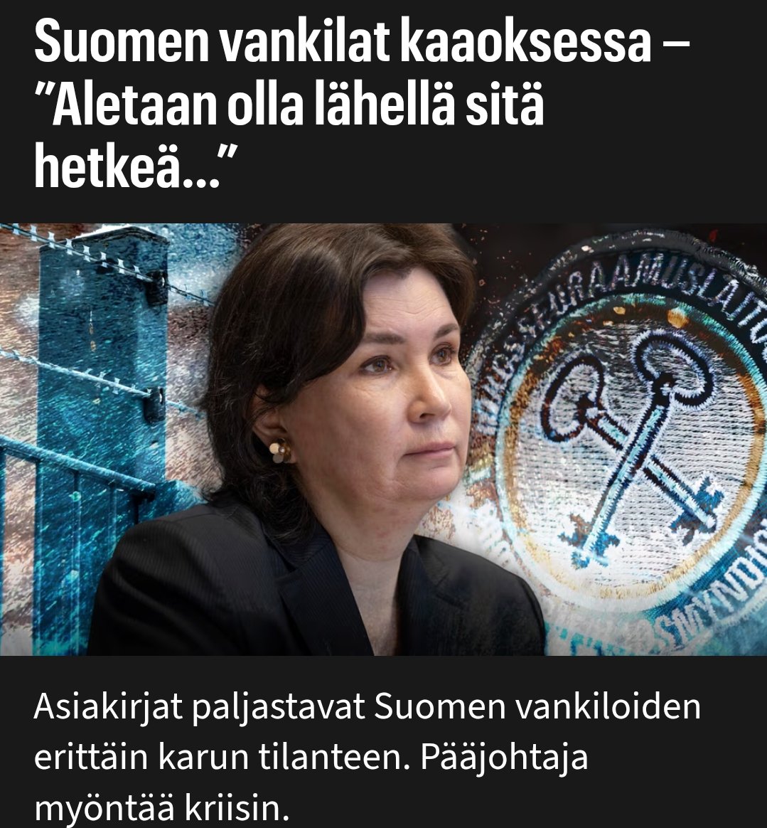 Suomen vankilat täyttyvät ukrainalaisista vangeista. Ukrainalaiset ovat rikollisuuteen taipuvaisia, joten EU:n heille myöntämä oleskelulupa oli erittäin paha virhe. Me maksamme nyt kovan hinnan toisen maan ongelmista omassa yhteiskunnassamme. 

#vankilat #Suomi #EU #ukrainalaiset