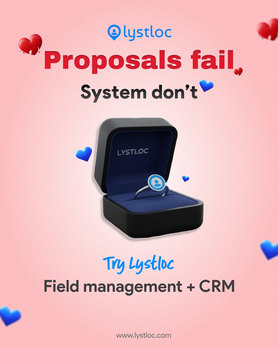 Not every proposal gets a “yes.”

But your systems should never let you down.

This Propose Day, commit to a setup that actually delivers,
from field tracking to CRM, all in one place.

Try Lystloc today.

lystloc.com
 
#lystloc #valentinesweek #proposeday #growth