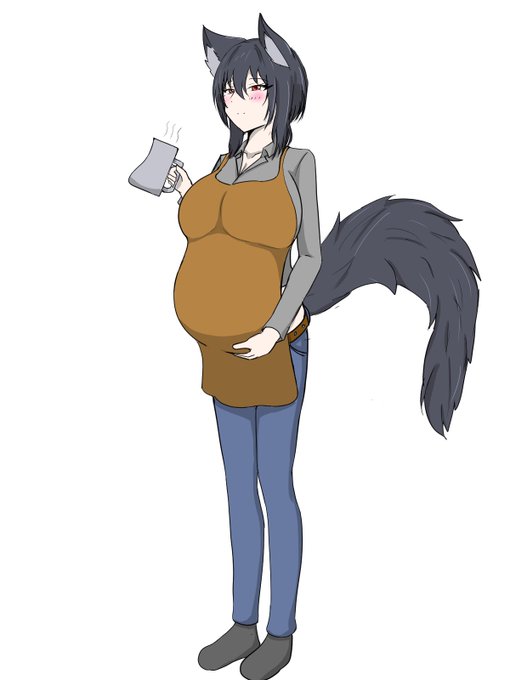 カフェ店員な妊婦ウルフお姉さん 