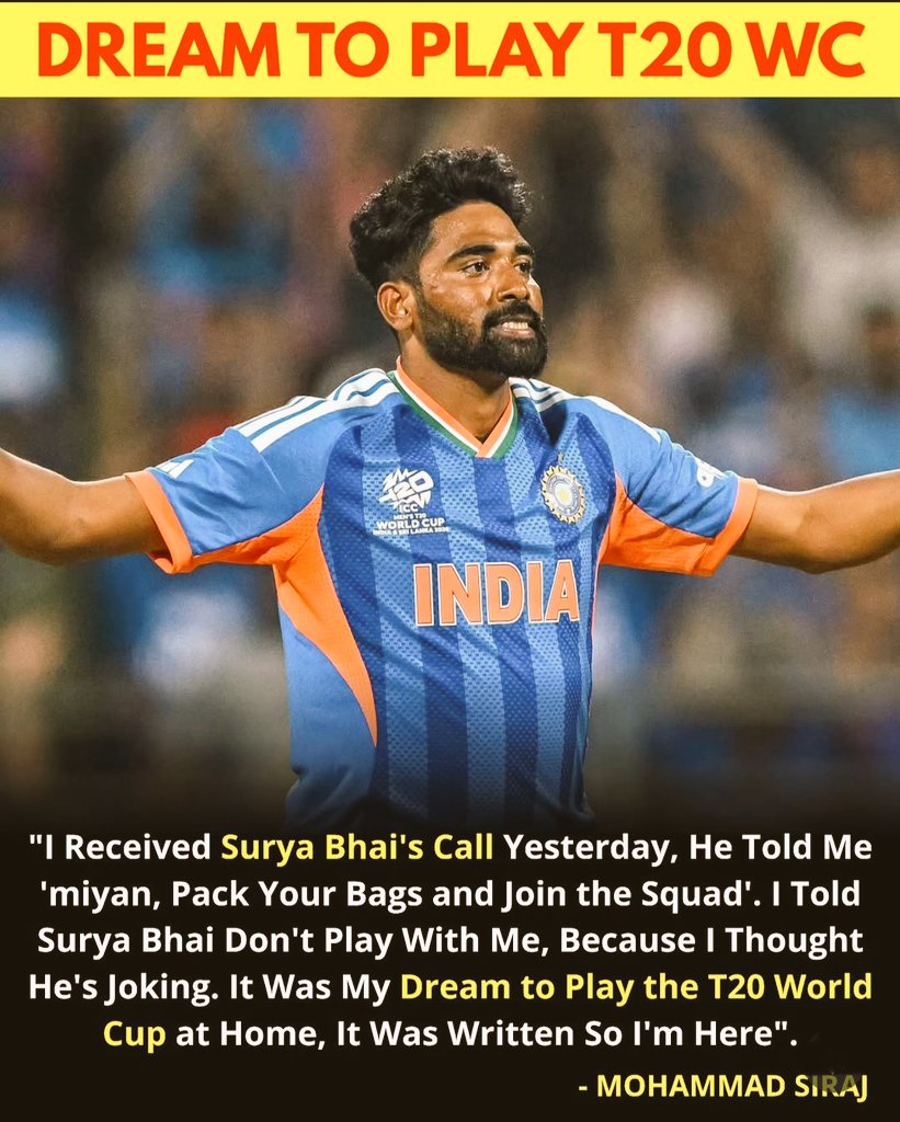 सिराज भाई आये और धूम मचा गये 🏆🇮🇳💪🏻

Siraj भाई के लिए 2 शब्द comment करे 👇🏻

#Siraj 
#T20WorldCup