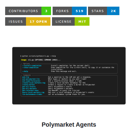 Framework for autonomous agents on prediction markets

github.com/Polymarket/age…