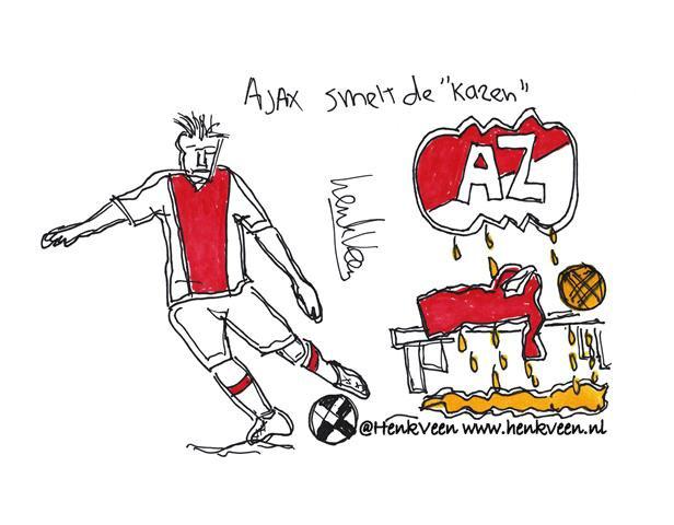 Voorspel de juiste eindstand van #azAJA en WIN deze originele tekening van <a href="/henkveen/">Henk Veen</a>! Mention en volg ons beide en RETWEET als je een Ajacied bent! #AJAX