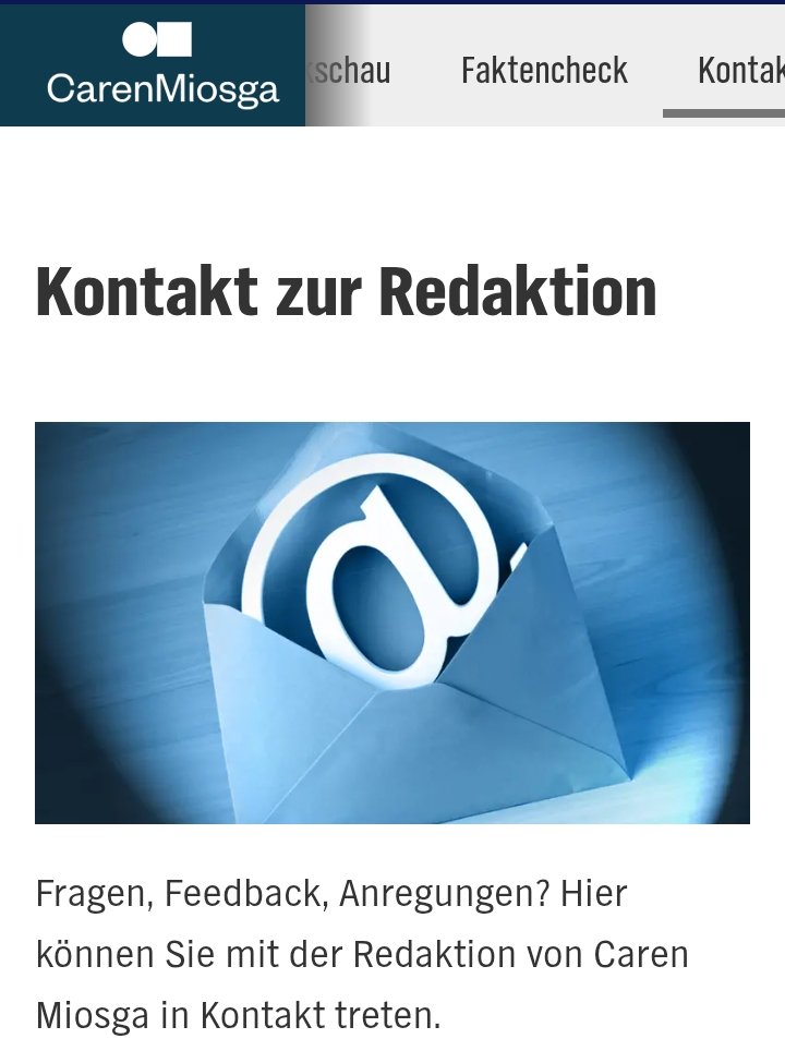 Über dieses Kontaktformular 
zur Redaktion von "#Miosga"
könnt ihr der Redaktion eure Meinung darüber mitteilen, was ihr von der heutigen Einladung 
von #Chrupalla bei #Miosga haltet⬇️
ndr.de/fernsehen/send…
#Vetternwirtschaft #Epstein
#Start_ins_Wochenende